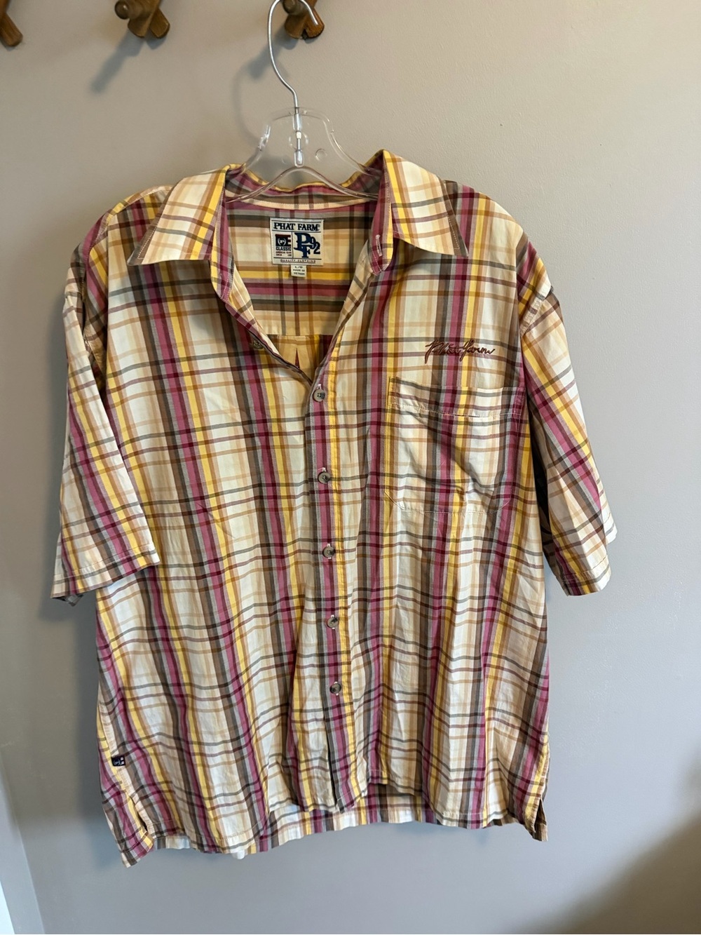 Vintage Phat Farm Vintage Plaid Short Sleeve Button Down Shirt Size L